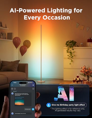Govee RGBIC Floor Lamp Basic, LED Corner Lamp Works with Alexa, 1000lm Modern Floor Lamp with Music Sync and 16 Million DI...
