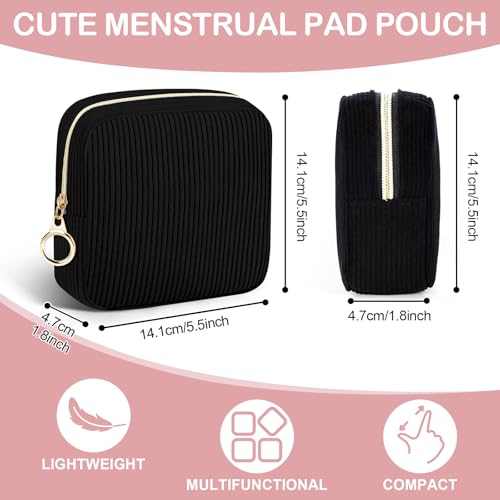 SIDESUGAR Corduroy Period Pouch Small Discreet Period Bag Sanitary Napkin Storage Bag Cute Menstrual Pad Pouch Tampon Bag ...