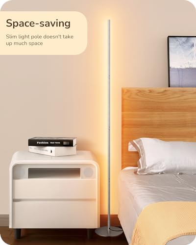 EDISHINE LED Corner Floor Lamp, Minimalist Dimmable Mood Light, Adjustable Height, 57.5" Tall Floor Lamp for Bedroom, Livi...