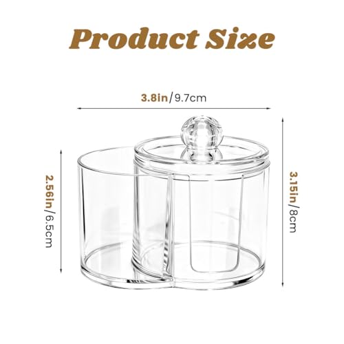 Axrivonte Qtip Holder Dispenser,Dual-Compartment Cotton Swab & Cotton Pad Organizer with Removable Dustproo-f Lid,Compact ...