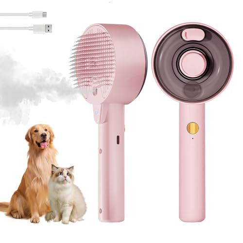 Cat Steam Brush,Cat Brushes for Indoor Cats, 4 In 1Spritz Spray Defur Comb, Cloud Care Shedding Control, Pet Grooming Brus...