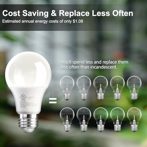 TJOY 24 Pack A19 LED Light Bulbs Soft Warm White 2700K, 60 Watt Equivalent, Efficient 9W, E26 Standard Base, Non Dimmable ...