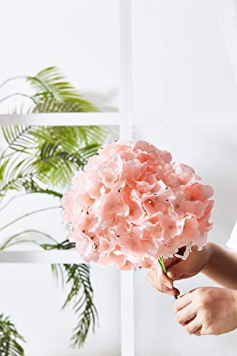 KISLOHUM 10Pcs Artificial Hydrangea Flowers Blush Heads Fake Hydrangea Silk Flowers for Wedding Centerpieces Bouquets DIY ...
