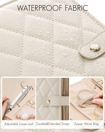 VLANDO Travel Jewelry Organizer Case,Valentines Gift,Jewelry Storage Book Ring Binder with Clear Zipper Velvet Jewelry Pou...
