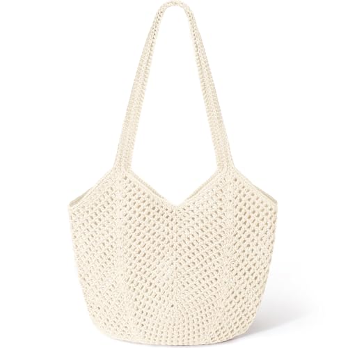 Crochet Tote Beach Bags for Women, Mesh Beach Tote Knit Bag, Summer Vacation Aesthetic Boho Hobo Shoulder Bag