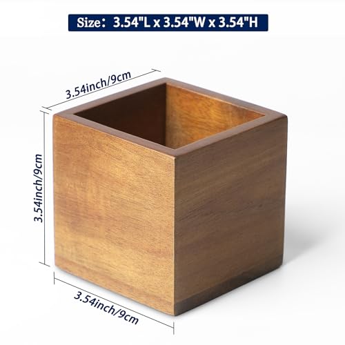 LBEMEY Acacia Wood Makeup Brush Holder Organizer for Vanity,Pen and Pencil Holder for Desk,Desktop Organizer for Store Mar...