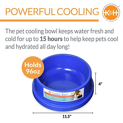 K&H Pet Products Coolin' Dog Water Bowl, Summer Cooling Water Bowl for Small, Medium & Large Dogs & Cats, Indoor Outdoor I...