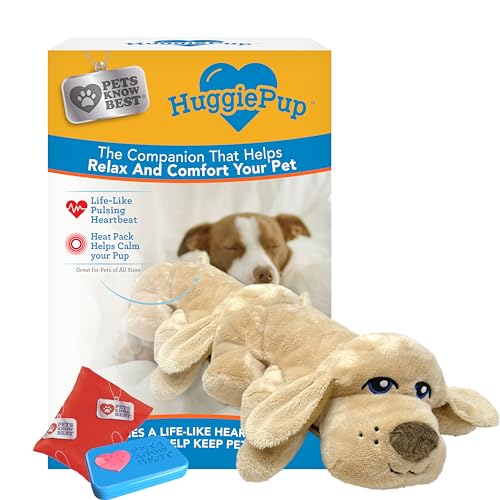 HuggiePup by Pets | Comfort Companion with Heartbeat Sleep Aide for Dogs & Puppies, Heating for Calming Relief Day or Nigh...