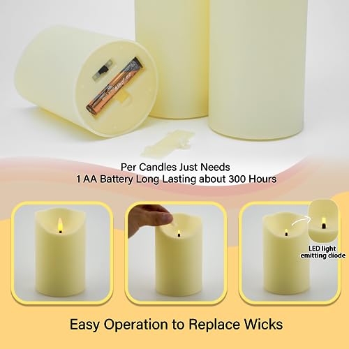 Nimiko Flameless Candles with Remote, Battery Operated Flickering Flameless Candles, LED Candles with Timer 2/4/6/8H, with...