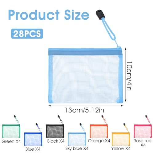 Yuanan 28 Pcs Mini Mesh Zipper Pouch, Visible Small Zipper Pouch, Small Pouches for Purse, Colorful Nylon Makeup Organizer...