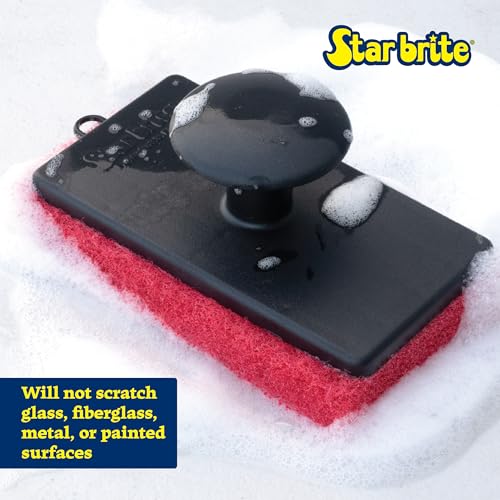 STAR BRITE All-Purpose Medium (Red) Scrubber Pad - Available in Medium, Fine & Coarse Textures with Ergonomic Handle for B...