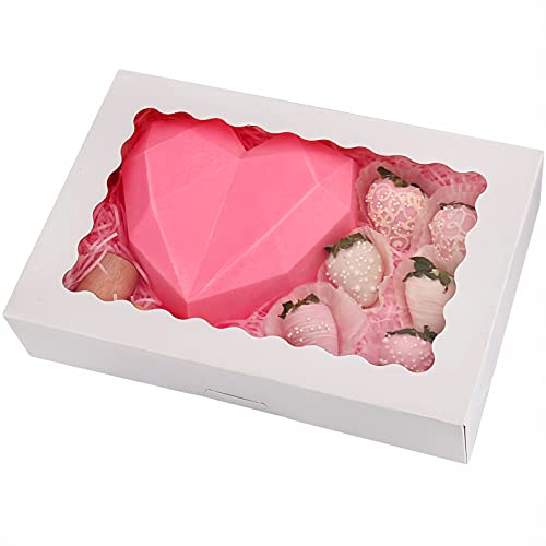 Tcoivs 30-Pack Bakery Boxes with Window, 12" x 8" x 2.5", Cookie Boxes, Auto-Popup Treat Boxes for Pies, Muffins, Donuts a...