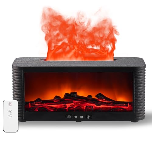 LOVCY 2026 Upgraded 9 Color Flame Fireplace Aroma Essential Oil Diffuser,250ml USB Desktop Noiseless Cool Mist Humidifier ...