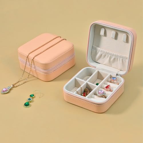 KYHYFJMD Travel Jewelry Case 2 Pack Mini Travel jewelry Box Portable Organizer Women Girls Gift Box for Rings Earrings Nec...