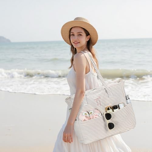 Bluboon Beach Bags for Women, Large Waterproof Tote Bag With Wet Compartment for Pool Weekender Travel Gym