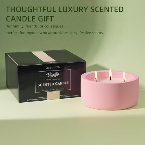 Viyffo 20oz Large Scented Candle - Rose & Jasmine, 3 Wick Pink Candles for Women Home Scented, Non Toxic Soy, Decorative C...