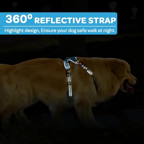 FURRYFECTION Plaid Dog Harness for Large Dogs, Reflective No Pull Adjustable Pet Vest with Front Clip, Leash, Easy Control...