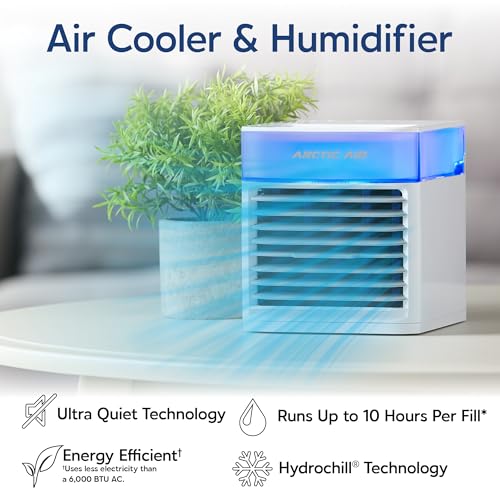 Arctic Air Pure Chill 2.0 Evaporative Air Cooler by Ontel - Powerful, Quiet, Lightweight and Portable Space Cooler with Hy...