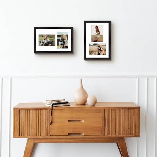 Golden State Art, 5x7 Collage Picture Frame - Solid Wood with Tempered Glass - 9x14 Multi Picture Frame - Displays (2) 5"x...