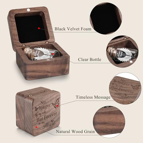 SOITIS Wooden Box for Ashes - Small Glass Urn for Human Ashes Keepsake, Mini Urns for Ashes Cremation Holder, Funeral Keep...
