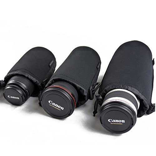 MOGALY Lens Pouch Set 3Pack Replacement Compatible for Canon, Nikon, Sony, Pentax, Olympus (Small, Medium, Large)