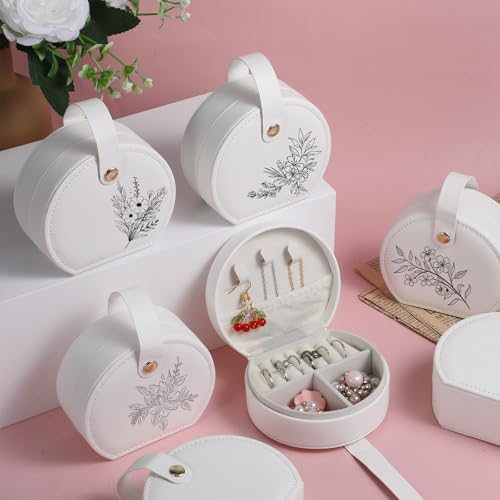 Yuanan 12PCS Mini Jewelry Box Bulk, Mini Leather Bridesmaid Jewelrys Gift Box, 4 Grid Travel Jewelry Boxes for Women, 3.9 ...