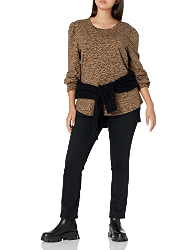 Amazon Essentials Women's Long-Sleeve Crewneck Smocked Cuff T-Shirt