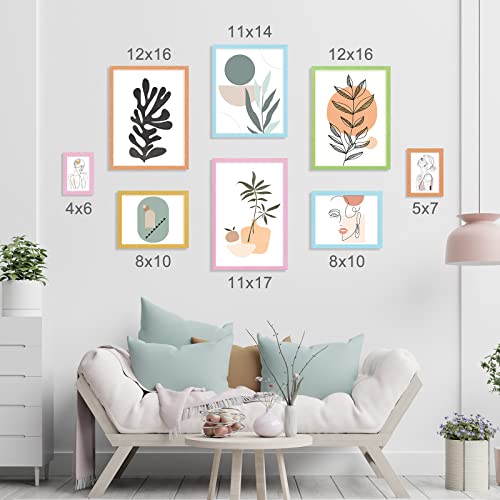 Minesaxel 8x10 Colorful Picture Frame Set of 5, Wall Gallery 8 x 10 Glitter Photo Frames, Sparkle Cute Fun Artwork Frame f...