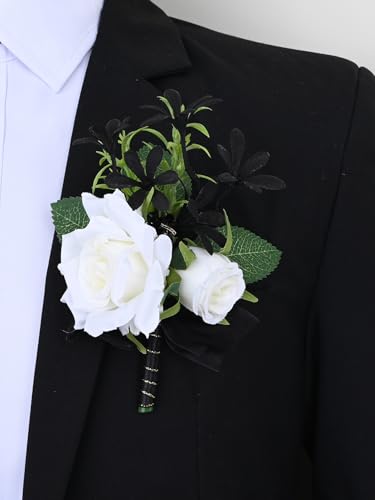MAFELOE Corsage Boutonniere Set of 2 Pieces, Artificial Flower Supplies for Prom Party Business Celebration Suit Decoratio...