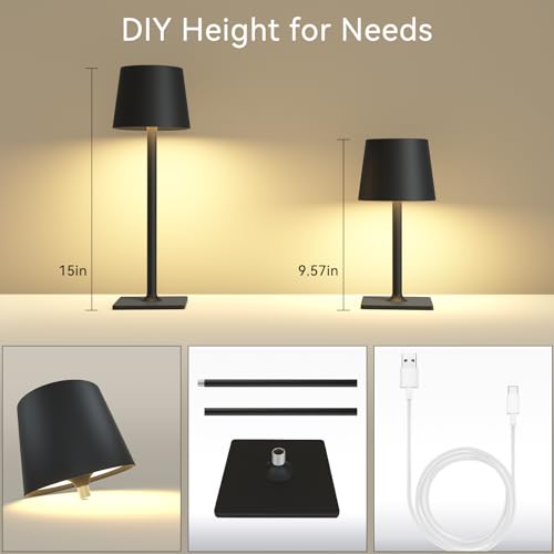 Yogaret 2 Pack Rechargeable Table Lamps,Cordless Lamp with 6000mAh Battery Operated, Portable Indoor/Outdoor Table Lamp fo...