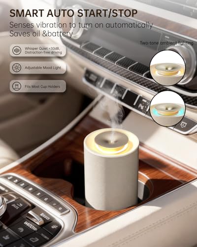Waterless Essential Oil Diffuser,Portable Car Aromatherapy Diffuser,Rechargeable Cordless Scent Device with Fabric Design,...