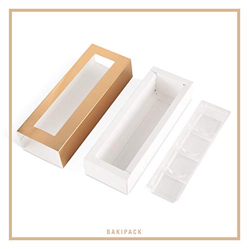 BAKIPACK 20 Truffle Boxes, Chocolate Boxes, Candy Boxes Packaging with 4-Piece Plastics Tray (Tray Size with 5.75x1.25 Inc...