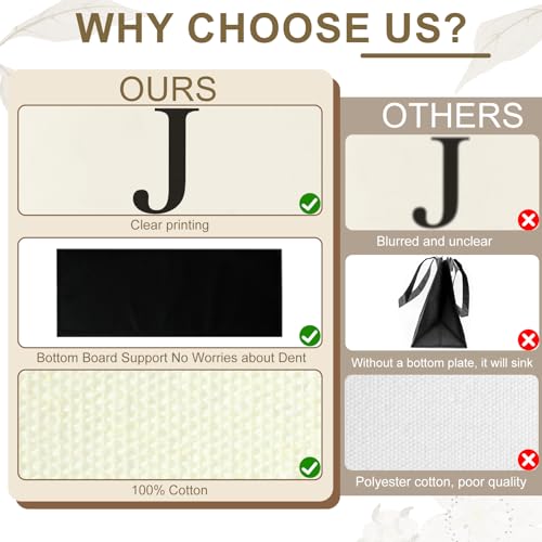 GENGBIN Personalized Canvas Tote Bag for Women Makeup Pouch Initial Beach Bag Removable Bottom Board for Travel Birthday