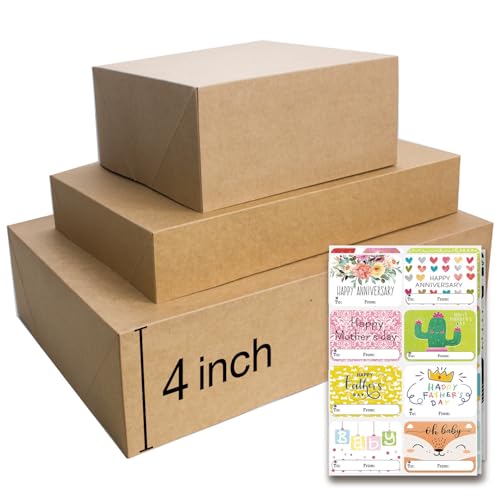 12 Rustic Kraft Gift Wrap Boxes with Lids for wrapping Large Clothes (Assorted sizes for wrapping Robes,Blankets, Coat, an...