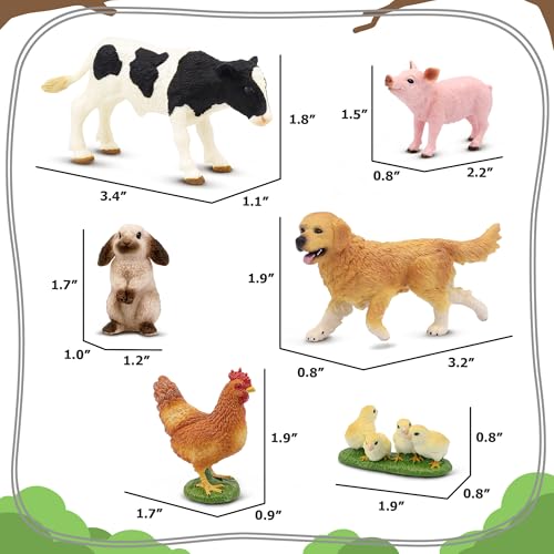 Beetots Farm Animals Toy Set, 12 Realistic Small Animal Figurines with Pets, Livestock, Poultry for Kids Ages 3+, Educatio...