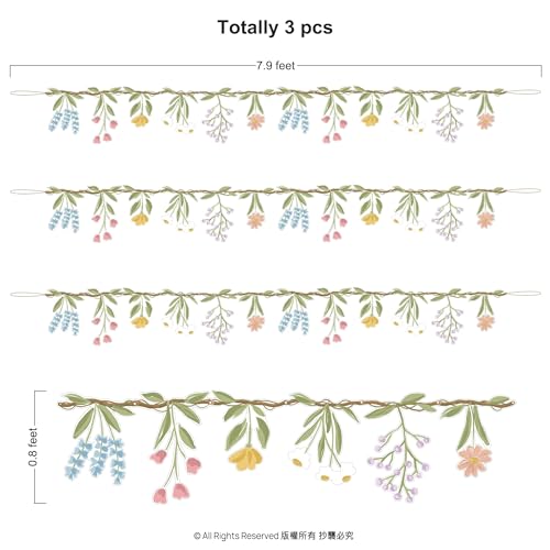 Cheerland Flower Banner Wildflower Garland Floral for Enchanted Garden Theme Wedding Wild Birthday Baby Bloom Fairy Tale T...