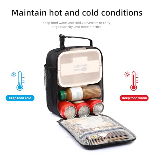 Lovoeo Lunch box Lunch bag for men women Insulated Lunchbox Lunch bags for Work Picnic Travel (Black)