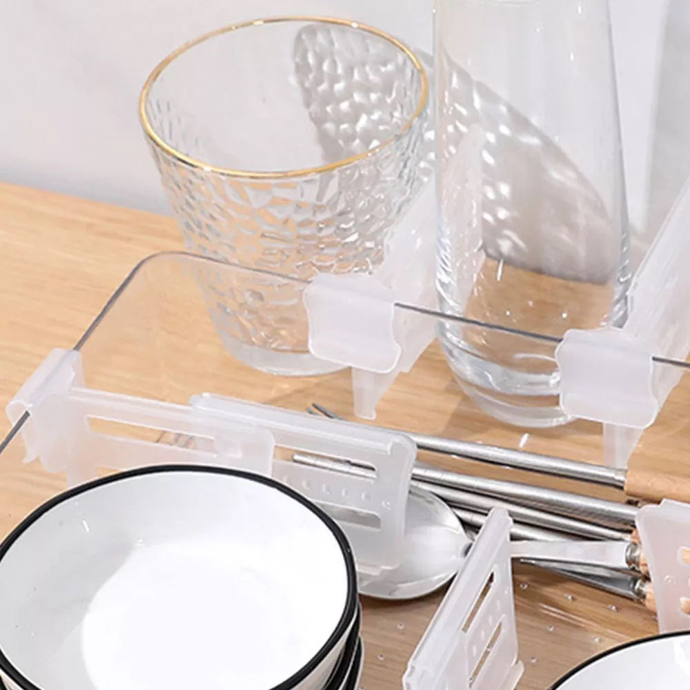 8pcs Transparent Plastic Refrigerator Dividers Home Use Extendable Refrigerator Storage Organizer Bins