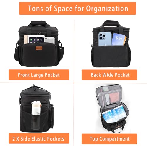 Expandable Insulated Large Lunch Box, Double Deck Heavy Duty Durable Lunch Bag Leakproof Cooler Bags for Men Women Adults ...