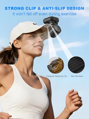 KIMWIND Clip-On Hat Fan with 3 Gear, Super-Mini Portable Handheld Fan, Only 0.13lb, Foldable Personal Fans Rechargeable, F...