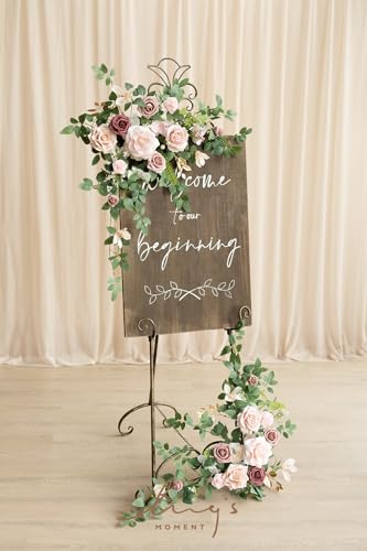 Ling's moment 2pcs Wedding Flowers Garland Artificial Floral Swag Arch Decorations Greenery Arrangements Dusty Rose Cream ...
