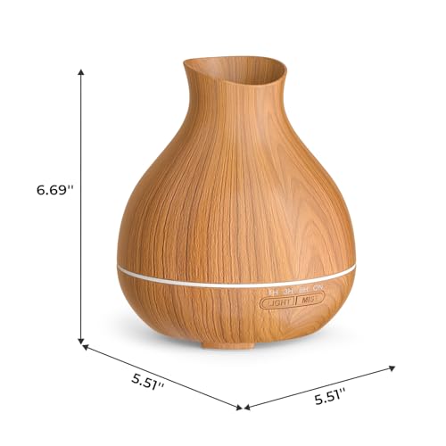 BZseed Aromatherapy Essential Oil Diffuser 550ml 12 Hours Wood Grain Aroma Diffuser with Timer Cool Mist Humidifier for La...
