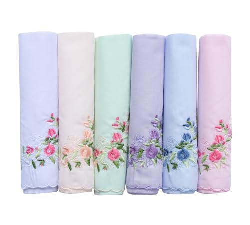 La closure Vintage Floral Cotton Embroidered Ladies Handkerchiefs Pack