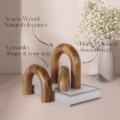 Oakrain 3 Pcs Wood Shelf Decor Aesthetic, Modern Aesthetic Home Decor Accent, Decorative Object for Coffee Table, Book She...