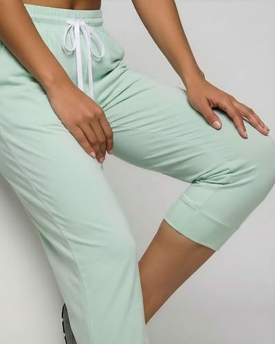 Real Essentials 3-Pack: Women's Ultra Soft Lounge Capri Joggers Sweatpants Athletic Yoga with Pockets(Available in Plus Size)
