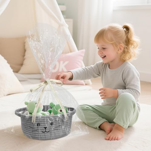 BYLSSNUK 9.8" x 4" Small Cat Toy Basket - Gift Baskets Empty for Baby Shower Baby Baskets for Nursery Cute Woven Rope Stor...