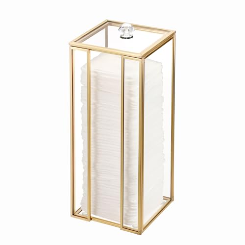 Hipiwe Gold Glass Clean Pads Storage Box Cotton Pad Dispenser for the Clean Skin Club Vertical Desktop Organizer with Lid ...