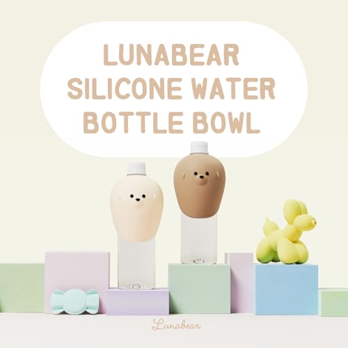 Lunabear Portable Dog Water Bottle Bowl, for Travel, for Outdoor Activities, BPA Free Silicone Body, Easy to Clean, Dishwa...