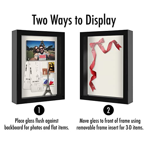 Americanflat 8.5x11 Shadow Box Frame with Shatter-Resistant Glass - Silhouette Collection - Large Shadow Box Display Case ...