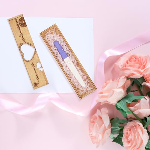 Pregnancy Test Keepsake Box, Heart-Shaped Hollow Pregnancy Announcement Box Wooden Baby Reveal with Letter Souvenir Collec...